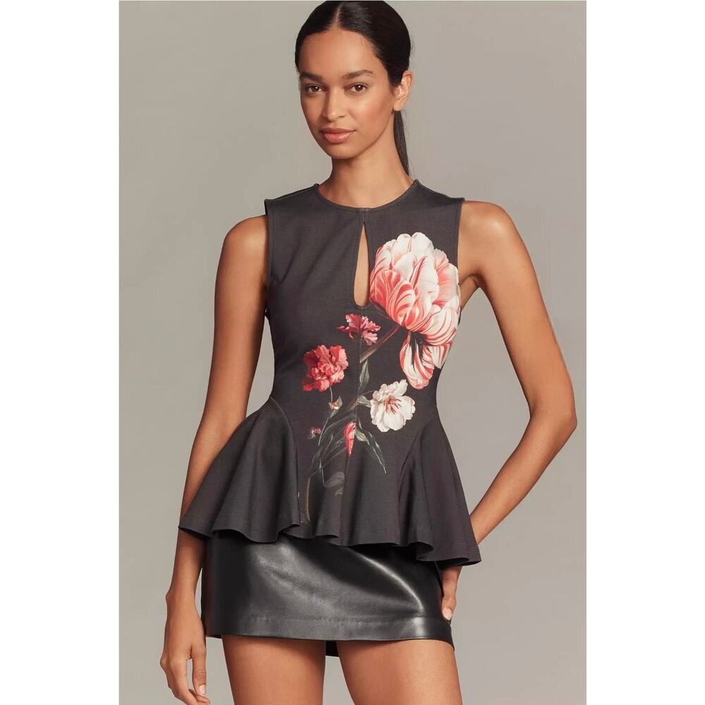 NWT Maeve Night Watch Peplum Tank Top with Floral Print. Size S. Retails $88